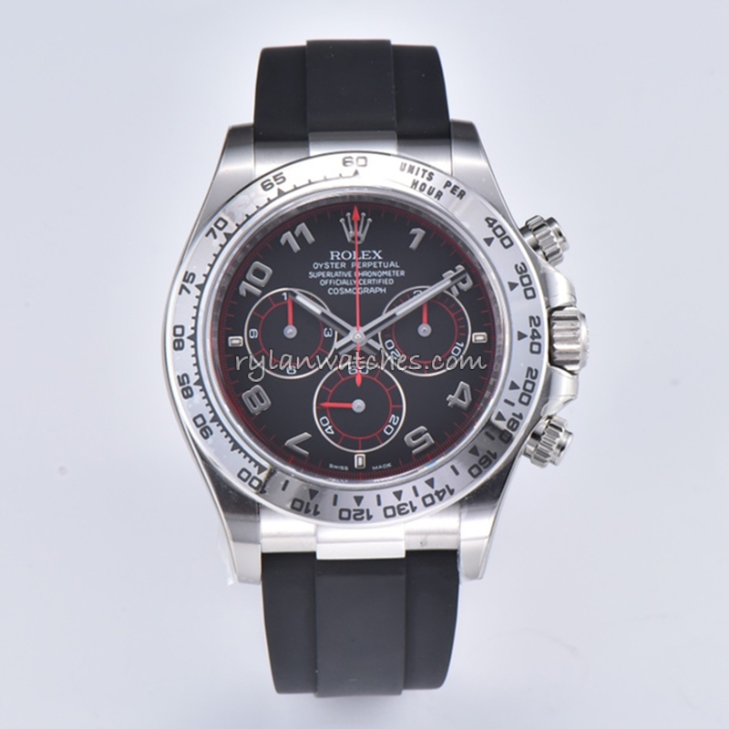 Rolex Daytona Black Dial Steel Rubber Clone 4130