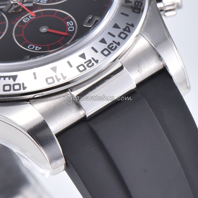 Rolex Daytona Black Dial Steel Rubber Clone 4130 40mm