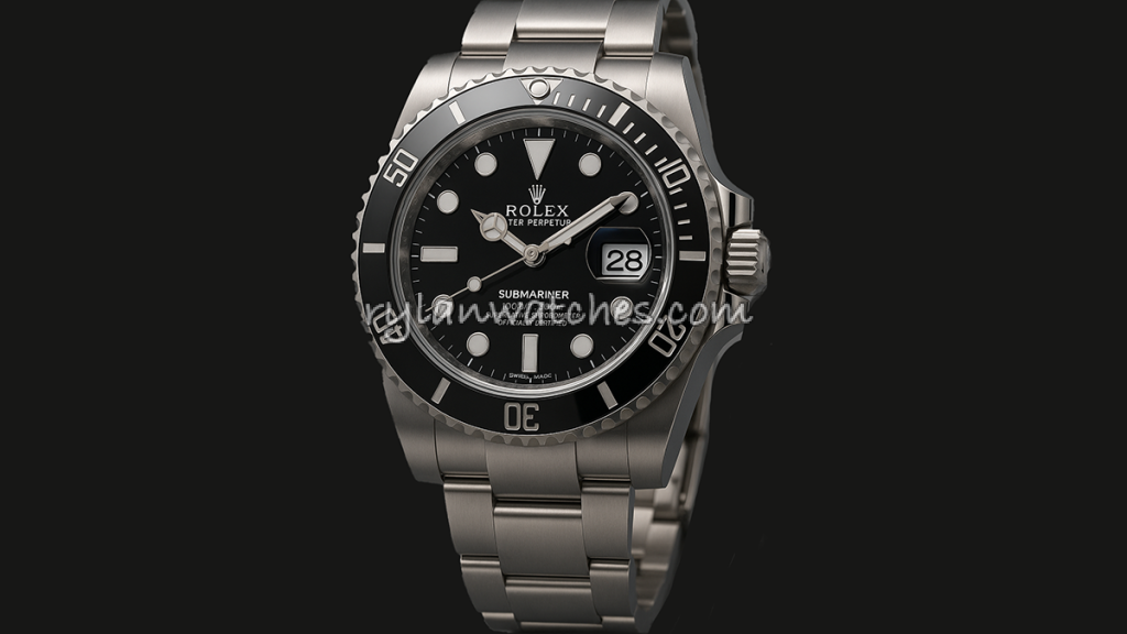Front view of 2025 super clone Rolex Submariner showcasing new 904L steel and ceramic bezel