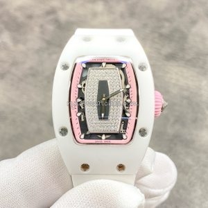 Richard Mille RM 007 White Pink Frame Blue Bridge Clone, White Case, Pink Frame, Blue Bridge