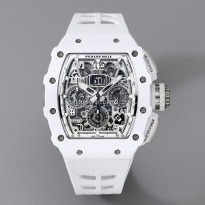 Richard Mille RM 011 White Strap Clone, White Ceramic Case, Swiss Movement, Skeleton Dial