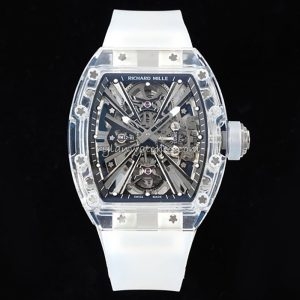 Richard Mille RM 12 Crystal Clear Strap Clone, Transparent Case, Swiss Movement, RM-12