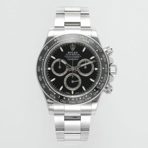 Rolex Daytona Steel Black Dial Clone with Steel Bracelet