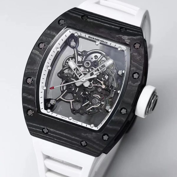 Richard Mille RM-55 rose gold ring carbon fiber shell black tape