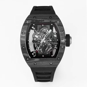 Richard Mille RM 50-03 Tourbillon Clone Carbon Fiber Case, Black Rubber Strap, Swiss Hand-Wound Movement, Skeleton Dial