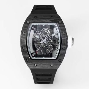 Richard Mille RM 55 Tourbillon Clone with White Sapphire Shock Absorber and Carbon Fiber Case