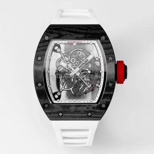 Richard Mille RM 55 Tourbillon Clone with White Sapphire Shock Absorber and White Strap