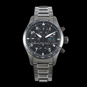 IWC Pilot AMG Chronograph Replica with ceramic bezel and steel bracelet