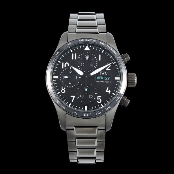 IWC Pilot AMG Chronograph Replica with ceramic bezel and steel bracelet