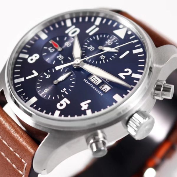 IWC 377714 PILOT TIMING Blue Face Brown Leather Strap 43MM - Image 7