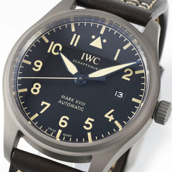 IWC Mark XVIII Titanium Clone watch with black dial and titanium case