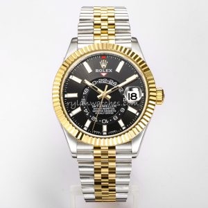 Rolex Sky-Dweller Two-Tone Black Dial Jubilee Clone