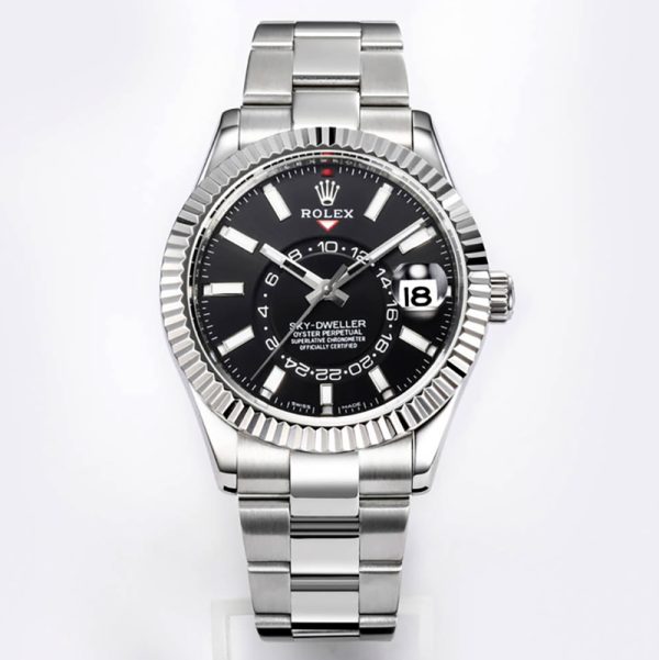 Rolex Sky-Dweller Stainless Steel Black Dial Oyster Clone