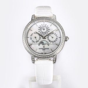 Vacheron Constantin Patrimony Perpetual Calendar White Mother of Pearl 36.5mm Diamond Clone