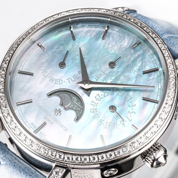 Vacheron Constantin Patrimony Perpetual Calendar Blue Mother of Pearl 36.5mm Diamond Clone