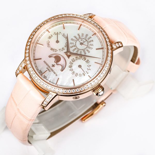 Vacheron Constantin Patrimony Perpetual Calendar Pink Mother of Pearl 36.5mm Diamond Clone