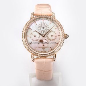 Vacheron Constantin Patrimony Perpetual Calendar Pink Mother of Pearl 36.5mm Diamond Clone