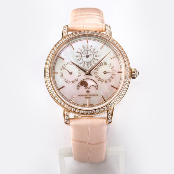 Vacheron Constantin Patrimony Perpetual Calendar Pink Mother of Pearl 36.5mm Diamond Clone