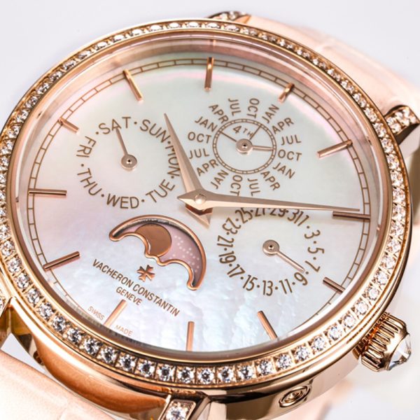 Vacheron Constantin Patrimony Perpetual Calendar Pink Mother of Pearl 36.5mm Diamond Clone