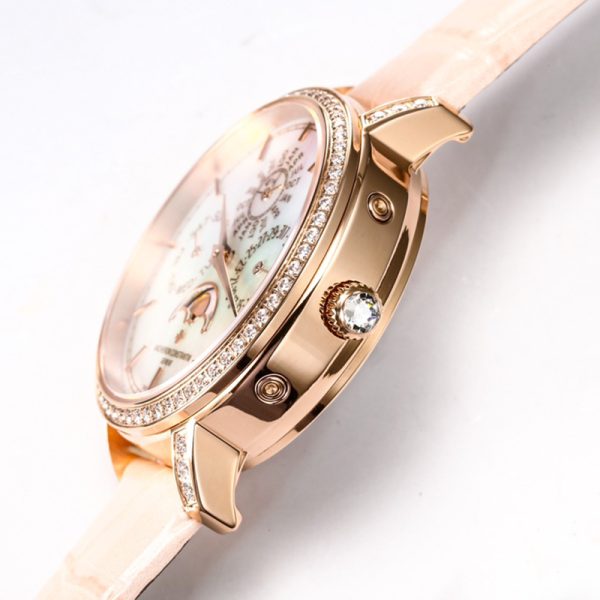 Vacheron Constantin Patrimony Perpetual Calendar Pink Mother of Pearl 36.5mm Diamond Clone