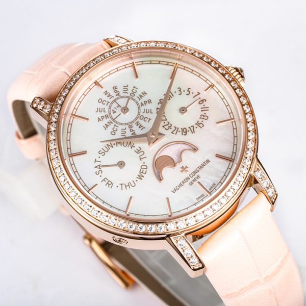 Vacheron Constantin Patrimony Perpetual Calendar Pink Mother of Pearl 36.5mm Diamond Clone