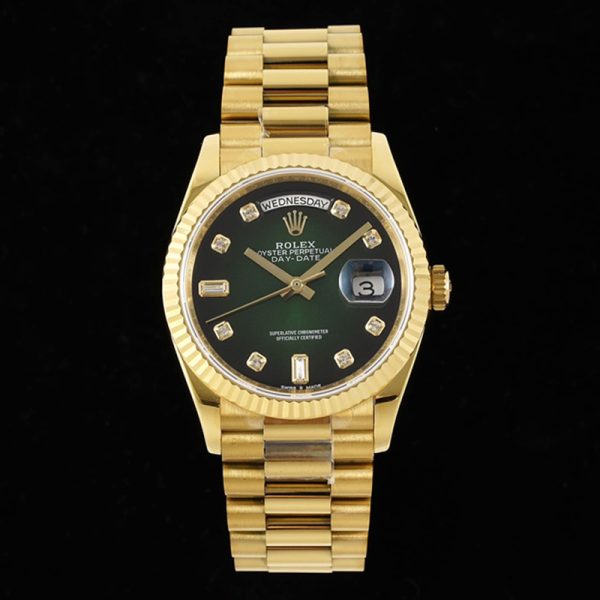 Rolex Day-Date 36mm Green Dial Yellow Gold Case Replica Watch