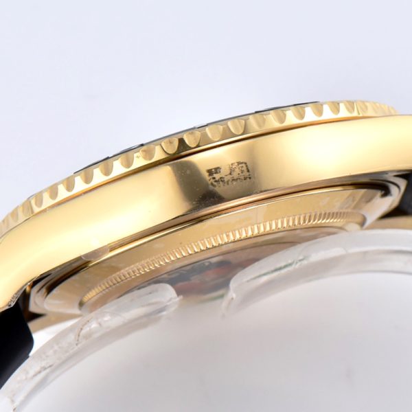 Rolex Yacht-Master 42mm Yellow Gold Black Bezel Black Dial Clone Rubber Strap