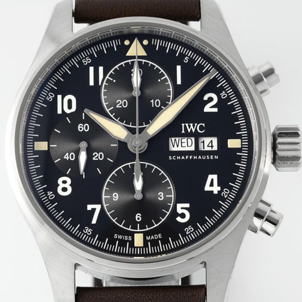 IWC Pilot Chronograph Steel Black Dial Clone Watch