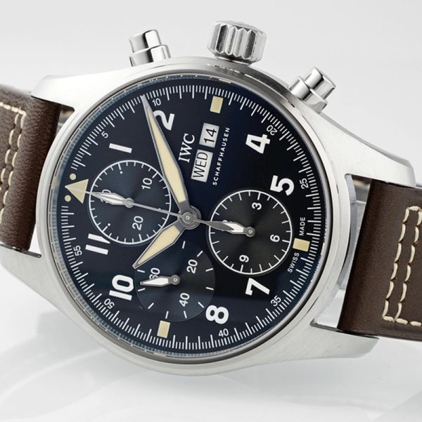IWC Pilot Chronograph Steel Black Dial Clone Watch