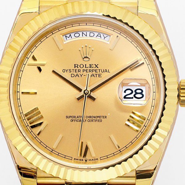 ROLEX JDay-Date 36MM Gold Double Calendar Stripe