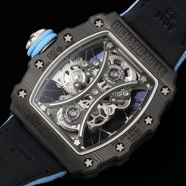 Richard Mille RM-53 Silver Diamond Black Ring Titanium Case Black Tape