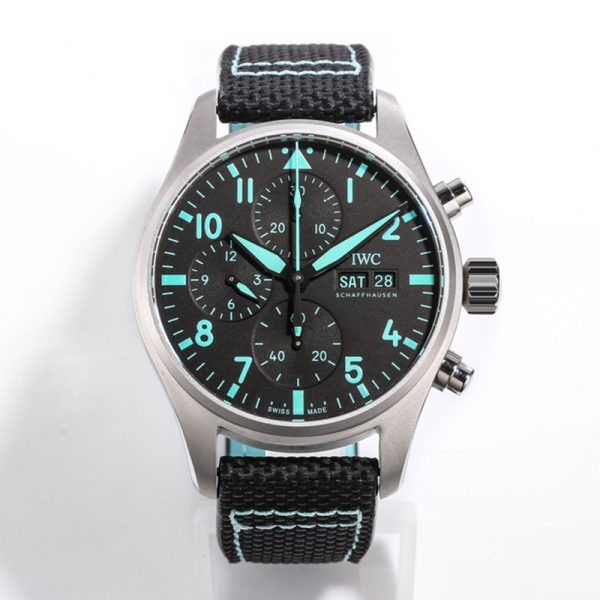 IWC Pilot Chronograph Clone Green Dial Fabric Strap
