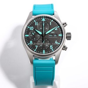 IWC Pilot Chronograph Clone Petrol Green Dial Rubber Strap