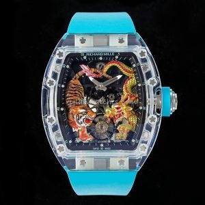 Richard Mille RM 51-01 Tourbillon Clone with Crystal Case and Blue Strap