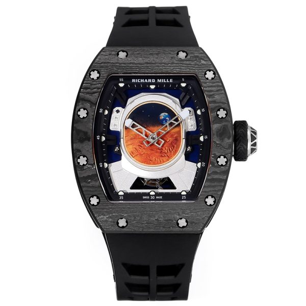 Richard Mille RM 27-03 Mars Clone Titanium Case, Mars Dial, Black Rubber Strap, Swiss-Made Movement