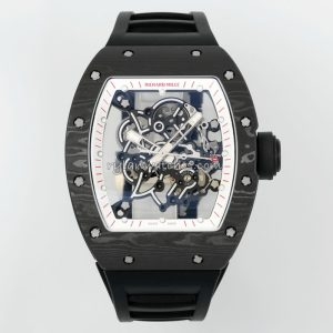Richard Mille RM 55 Tourbillon Clone with Red Minute Track, White Sapphire Shock Absorber, and Carbon Fiber Case