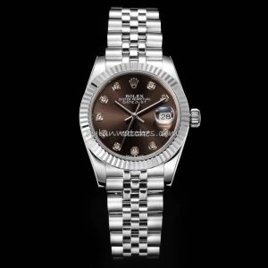 Rolex Datejust Brown Dial Clone Diamond Markers Stainless Steel Case