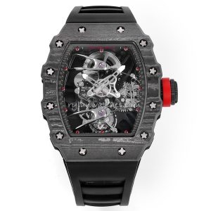 Richard Mille RM27-03 Tourbillon Clone with Carbon Fiber Case and Black Rubber Strap