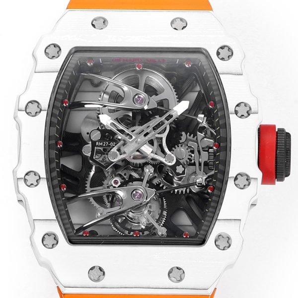 Richard Mille RM-27 Black Circle White TPT Shell Orange Braided Band