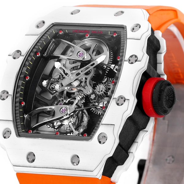 Richard Mille RM-27 Black Circle White TPT Shell Orange Braided Band