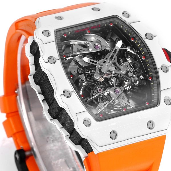 Richard Mille RM-27 Black Circle White TPT Shell Orange Braided Band