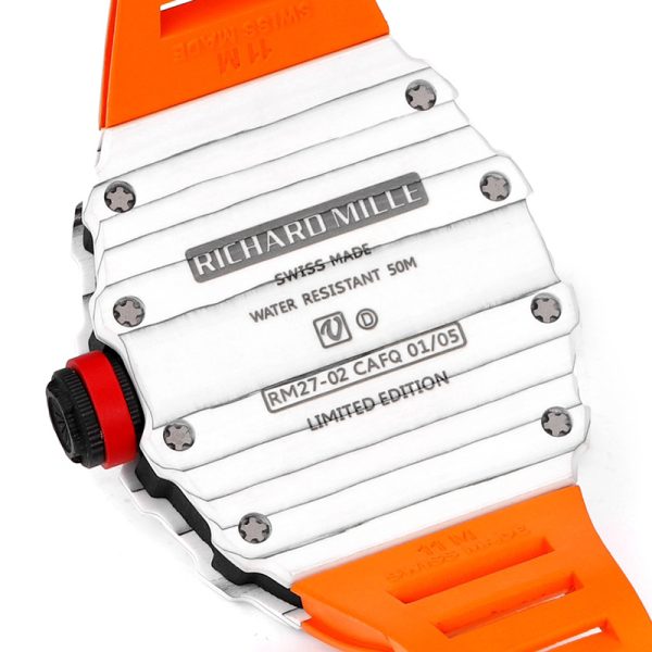 Richard Mille RM-27 Black Circle White TPT Shell Orange Braided Band
