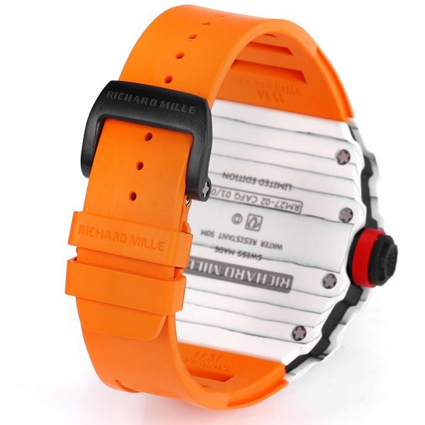 Richard Mille RM-27 Black Circle White TPT Shell Orange Braided Band