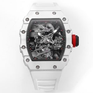 Richard Mille RM27-03 Tourbillon Clone with Carbon Fiber Case and White Rubber Strap