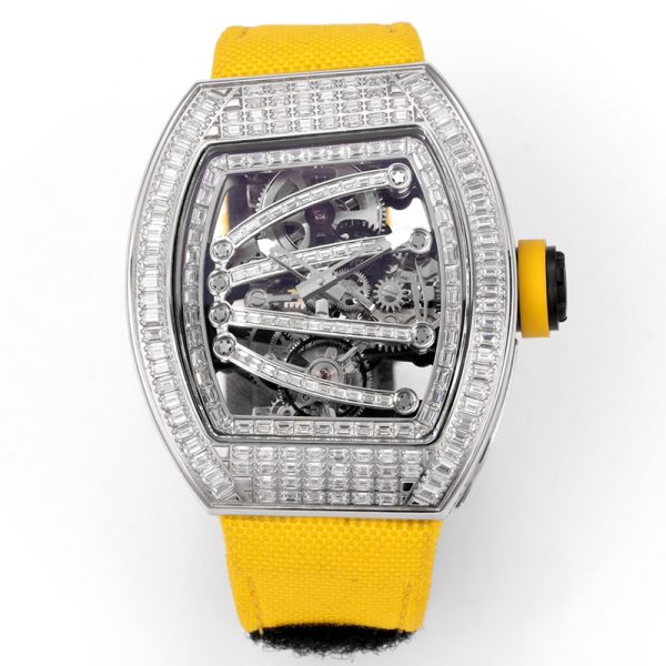 Richard Mille RM 059 Tourbillon Clone with Diamond-Set Case and Yellow Strap