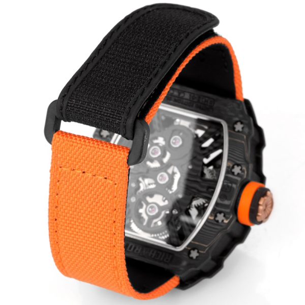 Richard Mille RM-12 black ring carbon fiber shell black braided strap