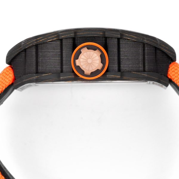 Richard Mille RM-12 black ring carbon fiber shell black braided strap