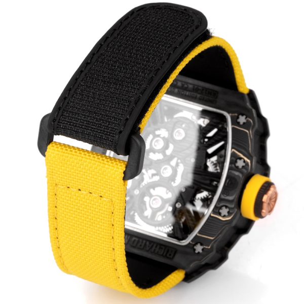 Richard Mille RM-12 black ring carbon fiber shell white tape