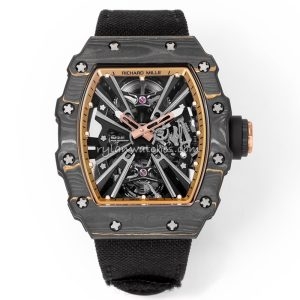 Richard Mille RM 12 Carbon Clone Black Strap, Forged Carbon, Skeleton Dial