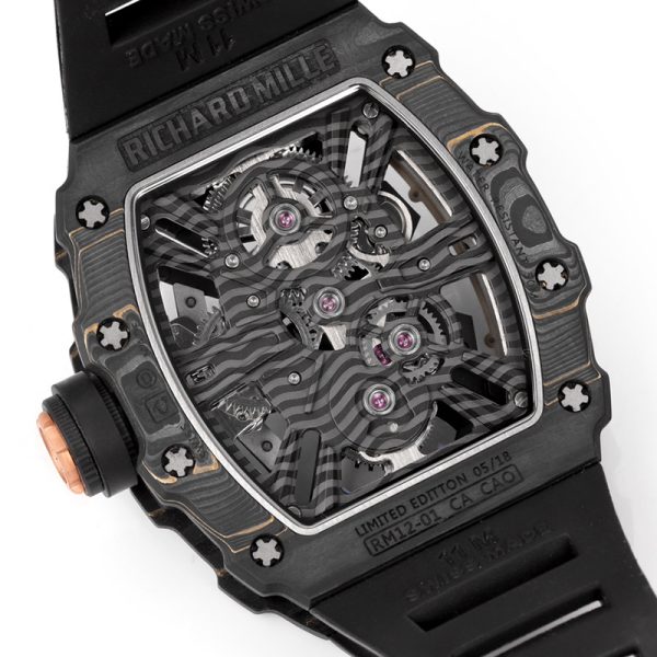 Richard Mille RM-12 Black Circle White TPT Shell Blue Braided Belt